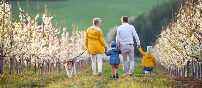 Family walking together outside